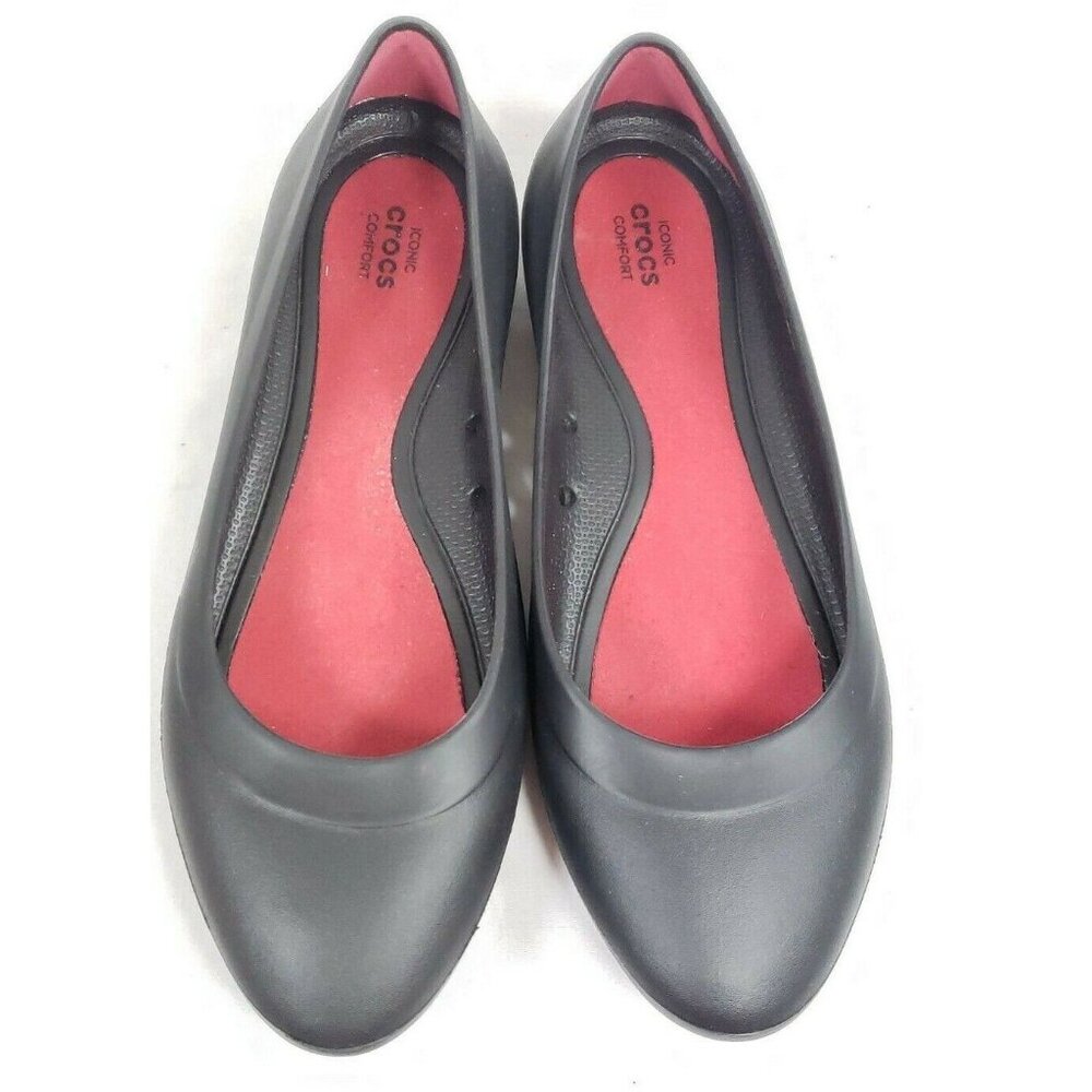 Crocs Ballet Flats Women's Size 8 Black Water Resistant Foam Insoles - Picture 3 of 7